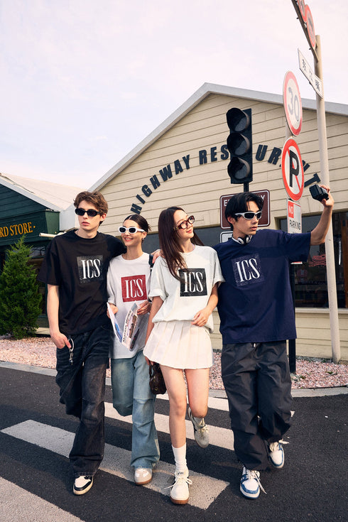Contrast Color Logo Letter Cool Short Sleeve T-shirt